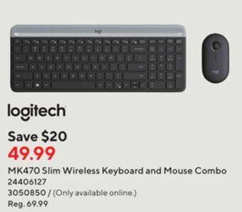Staples Logitech mk470 slim wireless keyboard and mouse combo offer