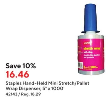 Staples Staples hand-held mini stretch/pallet wrap dispenser, 5 x 1000' offer