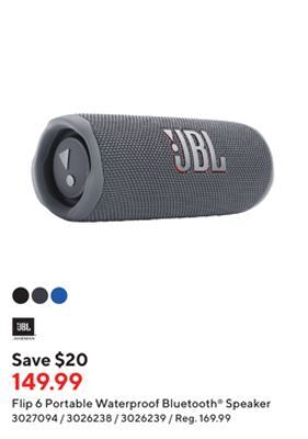 Staples Jbl flip 6 portable waterproof bluetooth® speaker offer