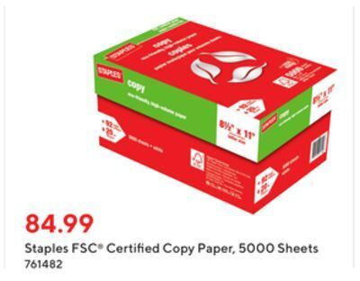 Staples Staples fsc®-certified copy paper, 5000 sheets offer