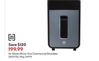 Staples Tru red 16-sheet micro-cut commercial shredder offer