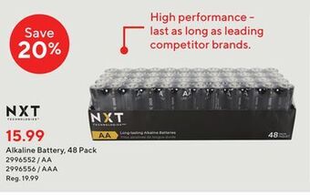 Staples Nxt technologies alkaline battery, 48 pack offer