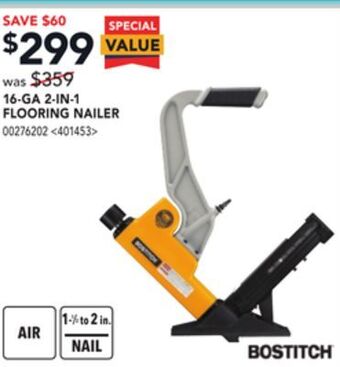 Lowe's Bostitch 16-ga 2-in-1 flooring nailer offer