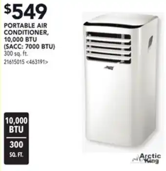 Lowe's Arctic king portable air conditioner 10,000 btu (sacc. 7000 btu) offer
