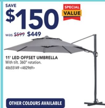 Lowe's 11' led offset umbrella offer