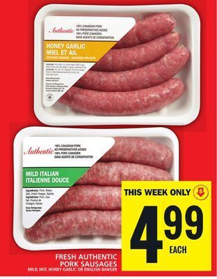 Food Basics Fresh authentic pork sausages offer