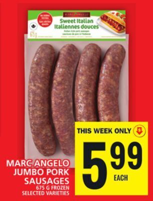 Food Basics Marc angelo jumbo pork sausages offer