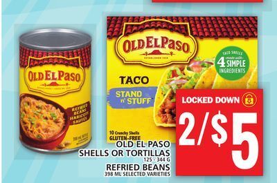 Food Basics Old el paso shells or tortillas or refried beans offer