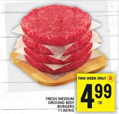 Food Basics Fresh medium ground beef burgers offer