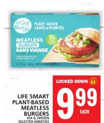 Food Basics Life smart plant-based meatless burgers offer