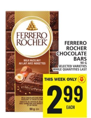 Food Basics Ferrero rocher chocolate bars offer