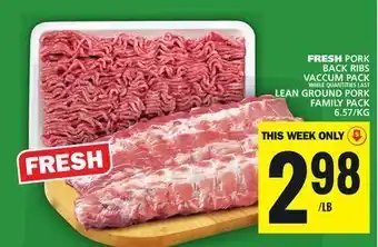 Food Basics Fresh pork back ribs or lean ground pork offer