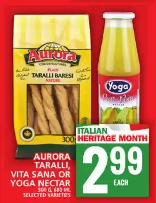 Food Basics Aurora taralli, vita sana or yoga nectar offer
