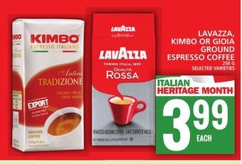 Food Basics Lavazza, kimbo or gioia ground espresso coffee offer