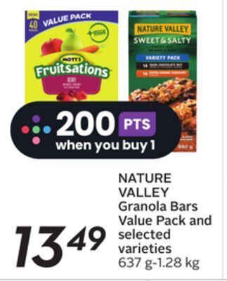 Sobeys Nature valley granola bars value pack and selected varieties offer