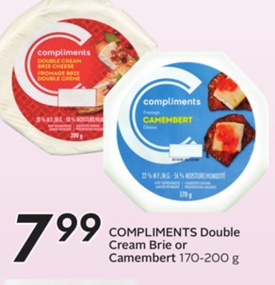 Sobeys Compliments double cream brie or camembert offer