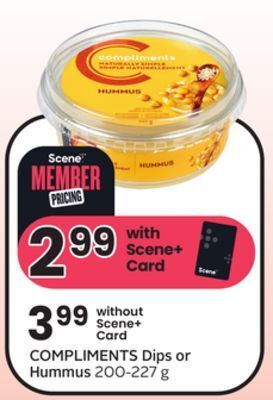 Sobeys Compliments dips or hummus offer