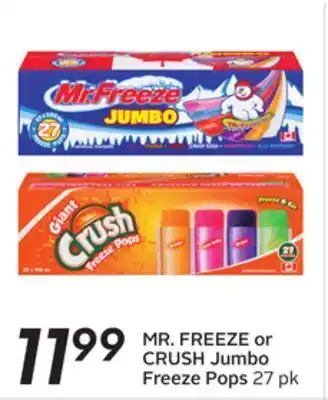 Sobeys Mr. freeze or crush jumbo freeze pops offer