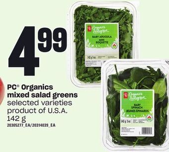 Loblaws Pc® organics mixed salad greens, 142 g offer