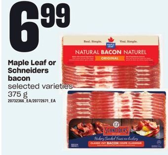 Loblaws Maple leaf or schneiders bacon, 375 g offer