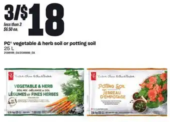 Loblaws Pc® vegetable & herb soil or potting soil, 25l offer