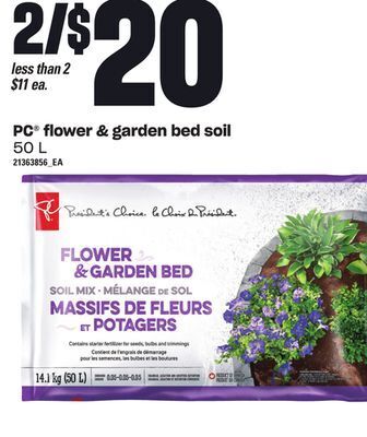 Loblaws Pc® flower & garden bed soil, 50 l offer