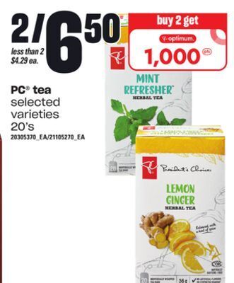 Loblaws Pc® tea, 20's offer