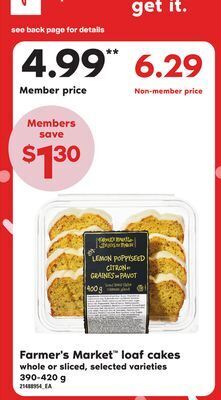 Loblaws Farmer's market™ loaf cakes, 390-420 g offer
