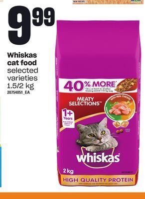 Loblaws Whiskas cat food, 1.5/2 kg offer