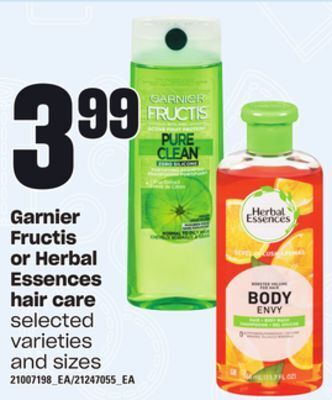 Loblaws Garnier fructis or herbal essences hair care offer