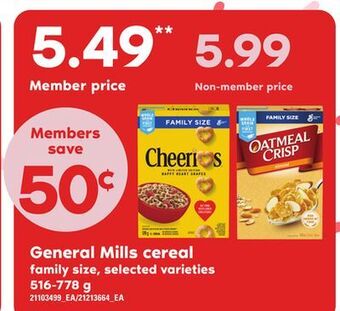 Loblaws General mills cereal, 516-778 g offer