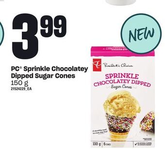 Loblaws Pc® sprinkle chocolatey dipped sugar cones, 150 g offer
