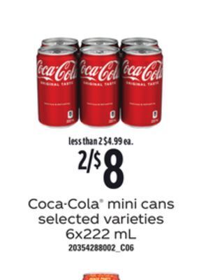 Loblaws Coca-cola® mini cans, 6x222 ml offer