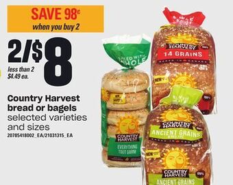 Loblaws Country harvest bread or bagels offer