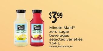 Loblaws Minute maid® zero sugar beverages, 1.54 l offer