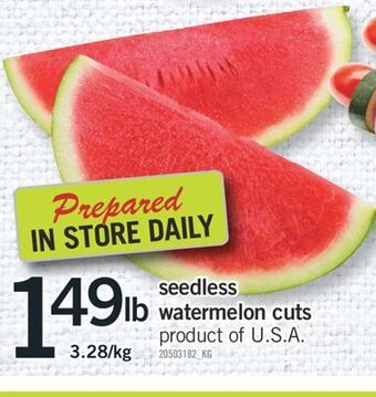 Fortinos Seedless watermelon cuts offer
