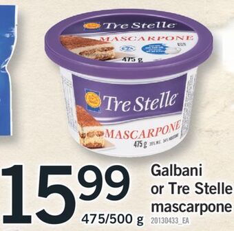 Fortinos Galbani or tre stelle mascarpone, 475/500 g offer