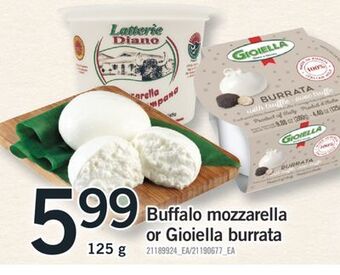 Fortinos Buffalo mozzarella or gioiella burrata, 125 g offer