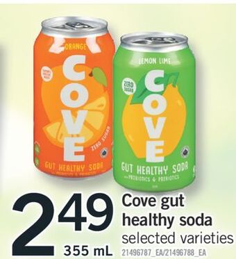 Fortinos Cove gut healthy soda, 355 ml offer