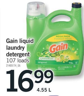 Fortinos Gain liquid laundry detergent, 4.55 l offer