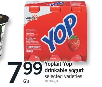 Fortinos Yoplait yop drinkable yogurt, 6's offer