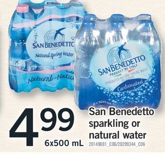 Fortinos San benedetto sparkling or natural water, 6x500 ml offer