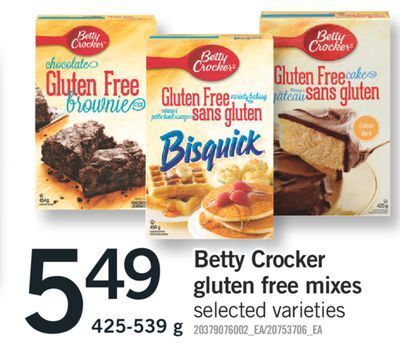 Fortinos Betty crocker gluten free mixes, 425-539 g offer