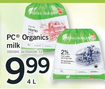 Fortinos Pc® organics milk, 4 l offer