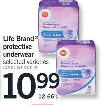 Fortinos Life brand® protective underwear, 12-66's offer