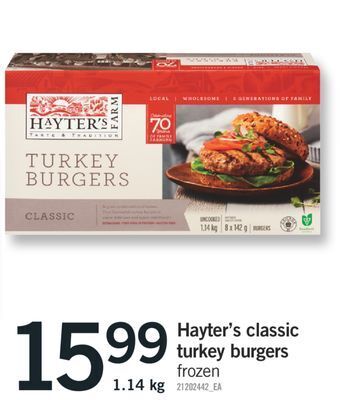 Fortinos Hayter's classic turkey burgers offer
