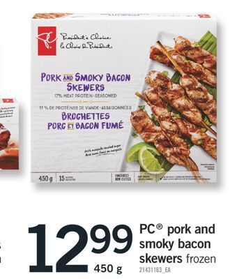 Fortinos Pc® pork and smoky bacon skewers, 450 g offer