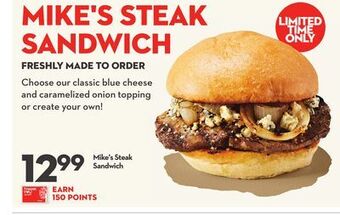 Longo's Sandwich mike's steak offer