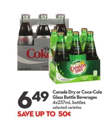 Longo's Canada dry or coca-cola glass bottle beverages offer