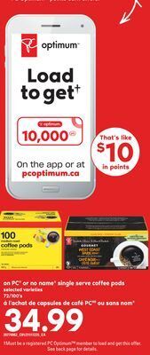 Independent Grocer Pc® or no name® single serve coffee pods, 72/100's offer